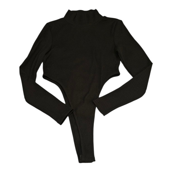 Nasty Gal Size 4 Black Long Sleeve Bodysuit *flaw* - Picture 1 of 9